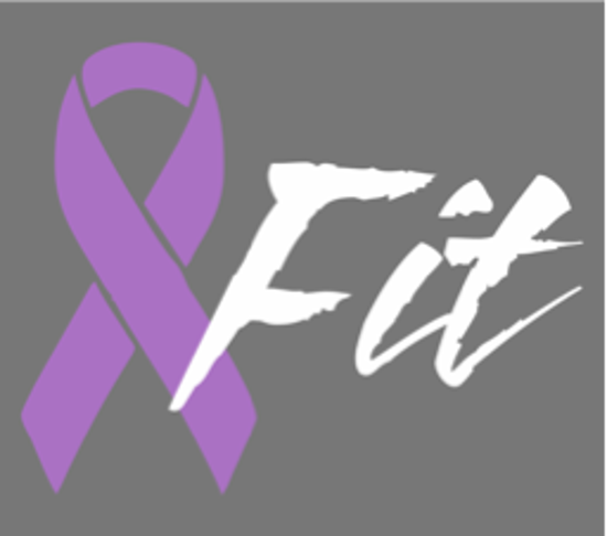 Fit Cancer Logo with purple ribbon and the word fit